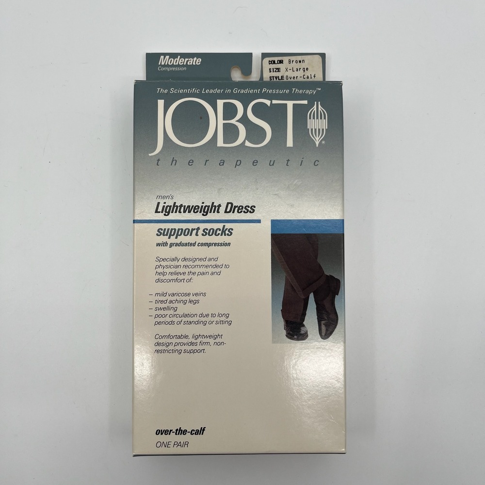 JOBST Support Socks Mens XL Brown Dress OTC Moderate Compression Deadstock NOS
